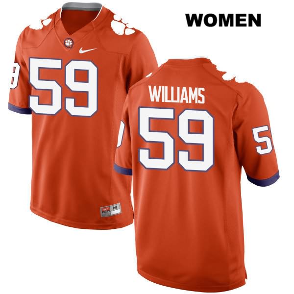 Women's Clemson Tigers #59 Jordan Williams Stitched Orange Authentic Nike NCAA College Football Jersey XGG6246KW